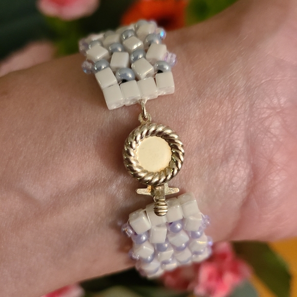 Seed bead woven Wedding Bracelet - Picture 2 of 5